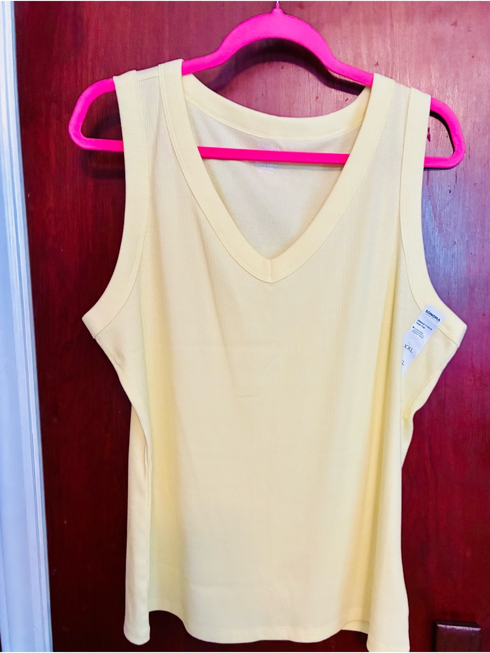Sonoma Yellow V-Neck Ribbed Tank Top
